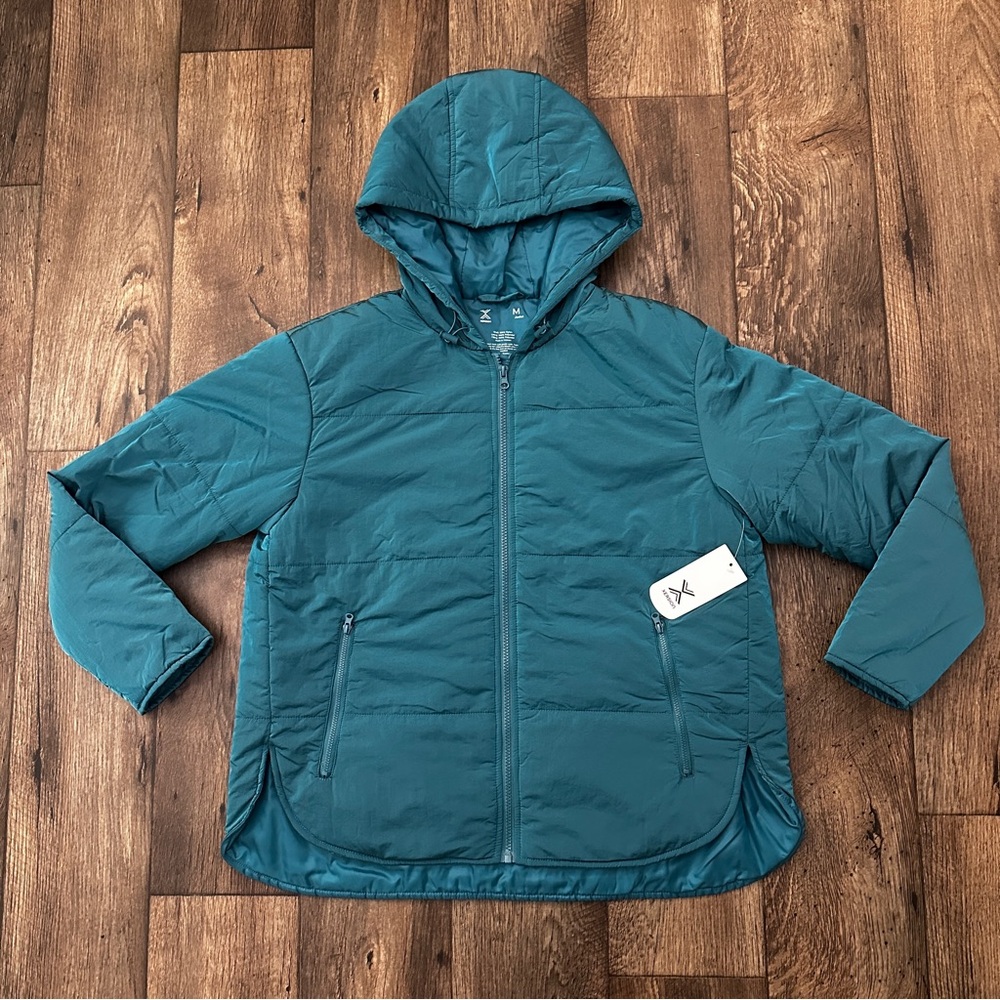 Xersion Lightweight Quilted Jacket Women’s Size M Coloneal Teal